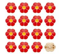FINGERINSPIRE 16 PCS Épingles Fleur en Émail 25x23mm Fleur Émail Rouge Épingle Base en Alliage Doré Broche Florale Six Pétales Rouge Or Émails Accessoires Épingles Revers pour Décor Veste Chapeau Sac