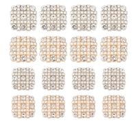 FINGERINSPIRE 16Pcs 4 Style Strass Perle Alliage Boutons 14.5mm & 17.5mm Carré Coudre sur Vêtements Boutons Argent Or Faux Perle Bouton Embellissements Flatback Boutons en Métal avec 1 Trous