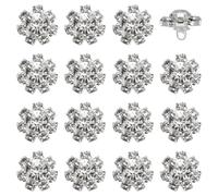 FINGERINSPIRE 16Pcs Bouton en Strass en Verre de 15mm de Diamètre Décoratif en Laiton Platine en Forme de Fleur Embellissement pour la Couture Boutons en Strass en Cristal pour Décor Vêtements DIY