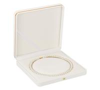 FINGERINSPIRE 19cm Boîte à Collier en Cuir PU Carré Luxe Doublure en Veines de Revendication Douceur Boîte à Collier Boîte à Bijoux Cadeau Blanc Organisateur de Collier de Perles pour Pendentifs