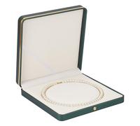 FINGERINSPIRE 19cm Boîte à Collier en Cuir PU Carré Luxe Doublure en Veines de Revendication Douceur Boîte à Collier de Rangement de Bijoux Coffret Cadeau Vert Foncé Organisateur pour Bracelet
