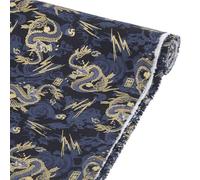 FINGERINSPIRE 1m Tissu Coton Japonais 1.5m de Large Motif Dragon Bleu Acier Clair Tissu Patchwork Décoration Traditionnelle Tissus de Couture pour DIY Décoration Maison