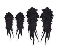 FINGERINSPIRE 2 Paires D'Ailes D'Ange Noires Appliques en Dentelle Cousues sur la Robe Badge D'Épaule Broderie en Polyester Patch Décoratif en Dentelle pour Robes de Mariage 41.5X16.5cm et 29.5X11.5Cm