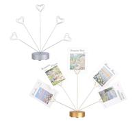 FINGERINSPIRE 2 Pièces Support de Présentation de Photos en Arbre Cœur de Bureau avec Design Fil Réglable Platine et Doré Porte-mémo Photo Cœur en Fer & MDF Porte-carte de Nom pour Décor Maison Bureau