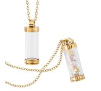FINGERINSPIRE 2 Set Kit Collier Bouteille en Verre: 2Pcs Pendentif Bouteille en Verre Transparent avec 2Pcs Chaîne Dorée en Acier Inoxydable 304 38mm Vial Urne Transparent pour Cendres