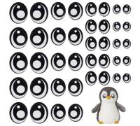 FINGERINSPIRE 20 Paire Patchs en Feutre pour Yeux de Poupée 4 Tailles Yeux en Feutre avec Bouches Œil Ovale Noir Yeux en Feutre Patchs pour Yeux au Crochet Kawaii pour Peluche Marionnette Ours Peluche