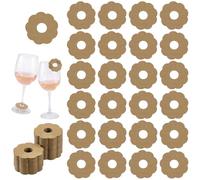 FINGERINSPIRE 200Pcs Étiquette de Nom de Boisson en Papier pour Verres à Vin 50mm en Forme de Fleur de Couleur Beige Marqueur Identification de Verre Vin Breloque Verre à Vin Vierge pour Invités Fête