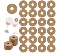 FINGERINSPIRE 200Pcs Étiquette de Nom de Boisson en Papier pour Verres à Vin 50mm Ronde Couleur Beige Marqueur de Verre à Vin Breloque de Verre à Vin Vierge Marqueur D'Identification pour Invités Fête
