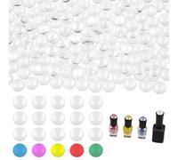 FINGERINSPIRE 200Pcs Ongles Artificiels Ronds en Verre Présentoir Ongles en Verre Transparent Carte Couleurs de Vernis Ongles Avec Autocollant pour Affichage Des Couleurs pour Pratique Vernis Ongles
