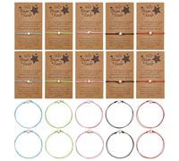 FINGERINSPIRE 20Pcs Bracelet Amitié en Forme Étoile Avec 20 Cartes Faire Un Vœu Bracelets Vœux pour Rentrée Scolaire Bijoux Noël Cadeaux pour Travail Équipe Cadeaux Appréciation Employés pour Femmes