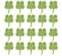 FINGERINSPIRE 20Pcs Patch Brodé Vert Trèfle à Quatre Feuilles Au Crochet 37X26mm Patch de Couture Forme de Trèfle à Quatre Feuilles Patch Brodé Feuilles Vertes Patch Appliqué Brodé pour Vêtements Arts