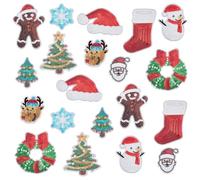 FINGERINSPIRE 20Pcs Patchs Noël à Repasser 10 Styles Paillettes Patch Brodé Noël Décoratif Brillant Flocon de Neige Élan Patchs pour Vêtements Pantalon DIY Artisanat Décorations