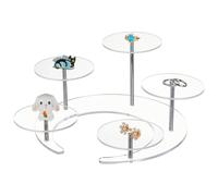 FINGERINSPIRE 234x235x96.5mm Présentoir à Bijoux en Acrylique Transparent à 5 Niveau Support de Présentation Rond en Acrylique Base en Forme de Lune Support de Présentation pour Petits Bijoux Cupcakes