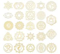 FINGERINSPIRE 24pcs 24 Style Chakras Autocollants Motifs Mixtes Doré Énergie Autocollants Chakra Thème Métal Autocollants Laiton Autocollants Autocollants pour DIY Scrapbooking D'Eau Yoga Studio Décor