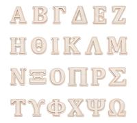 FINGERINSPIRE 24Pcs Lettres Grecques en Bois Double Couche 49.5mm Alphabets Grecs en Bois Brut Lettres D'Alphabet Non Finis Pièces pour Artisanat Pagaie DIY Peinture Décoration Murale Maison
