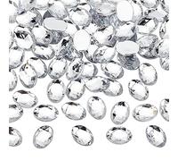FINGERINSPIRE 250 Pcs 18x13mm Dos Plat Ovale Acrylique Strass Gemmes avec Récipient Clair Ovale Cristaux Bling Bijoux Acrylique Bijoux Embellissements pour Costume Making Cosplay Bijoux Artisanat