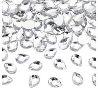 FINGERINSPIRE 250 Pcs 18x13mm Larme Acrylique Strass Gemmes avec Conteneur Clair Acrylique Bijoux Embellissements Cristaux Dos Plat Acrylique Bijoux pour Costume Costume Cosplay