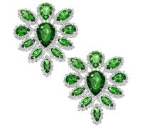 FINGERINSPIRE 2Pcs Applique en Strass en Forme de Goutte D'Eau Péridot Patch Décoratif pour Mariage Mariée Fleur Perlée Mode Féminine pour Bricolage Vêtements Décoration de Costumes