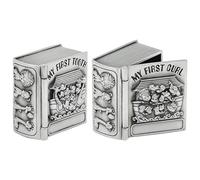 FINGERINSPIRE 2Pcs BoîTe à Souvenirs Ma Première Boucle et Ma PremièRe Dent Organisateur de Collection de Dents en Argent Antique pour Garder la MéMoire de L'Enfanc