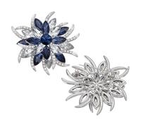 FINGERINSPIRE 2Pcs Broche Fleur Verre Strass Épingle 60x58mm Bleu Caraïbes Opale Couleur Claire Broche Florale Épingle de Revers Avec Insigne Alliage Platine Accessoire Foulard pour Vêtements Robe