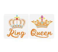 FINGERINSPIRE 2pcs Couronne Pochoir pour Peinture 30x30cm Reine et Roi Peinture Modèle Rétro Couronne Motif Pochoir Vintage Thème Artisanat Pochoir pour Peinture Sur Mur Bois DIY Décor à la Maison