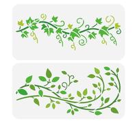 FINGERINSPIRE 2Pcs Pochoir de Feuilles de Vigne pour Peindre 15x30cm Grand Modèle de Dessin de Vigne en Plastique PET Lierre Vigne Peinture Pochoir Modèle de Thème Végétal pour Meubles la Décor de Sol