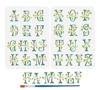 FINGERINSPIRE 2Pcs Pochoir de Peinture Alphabet Feuille Avec 1 Pinceaux Plastique 21X29.7cm Réutilisables 26 Pochoirs de Lettres de Alphabet pour Peinture sur Bois Tissu Mur Meubles DIY Décor Maison