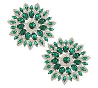 FINGERINSPIRE 2Pcs Strass en Forme de Fleur 11.2cm Vert D'Eau Dos Plat Patchs Perlés Embellissements en Cristal à Coudre sur les Appliques pour Broches de Mariée Boutons Décoration de Vêtements