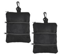 FINGERINSPIRE 2Pièces Sac De Rangement Balles De Golf avec Fermoir 28cm De Long Noir Sac À Tés Golf Rectangle Polyester Poche À Fermeture Éclair Portable avec Trois Poches pour Organisation Parcours