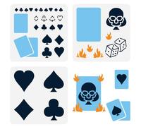 FINGERINSPIRE 3 Pcs Cartes à Jouer Pochoir 15x15 cm Death Dealer - Modèle pour Peinture en Plastique Coeur Spade Club Diamant - Réutilisables pour la Décoration Intérieure