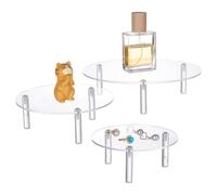 FINGERINSPIRE 3 Pcs Socle de Présentation Rond en Acrylique 3 Tailles Socle de Présentation Rond Transparent 12.8/15/20cm Plateau Socles Transparent pour Gâteau Plante Dessert Bijoux Objets Collection