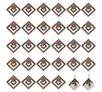 FINGERINSPIRE 30Pcs Boucles D'Oreilles en Bois Brut Pièces de Boucles D'Oreilles en Bois de Noyer Brun de Noix de Coco pour Boucles D'Oreilles de Macramé Pendentifs de Boucles D'Oreilles Losange DIY