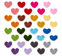 FINGERINSPIRE 32Pcs Patchs en Forme de Cœur Au Crochet 16 Couleurs Polyester Tricoté Faits à la Main en Forme de Cœur pour Bricolage Costume Chapeau Sac Boucles D'Oreilles ou Accessoires pour Cheveux