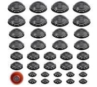 FINGERINSPIRE 36 Pcs Inserts Drainage Pots 4 Styles Noir Forme Fleur Tampons Grille Demi Ronde Design Plastique Doublures Grille Drainage pour Pots Plantes Intérieur Extérieur et Jardinage Conteneurs
