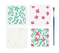 FINGERINSPIRE 3Pcs Pochoir de Fond de Plante Magnifique pour Peinture Modèles de Feuilles Superposées 15X15cm Avec Pinceau Motifs de Fleurs Pet Modèles de Feuilles de Fleurs Pochoir Thème Végétal