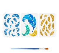 FINGERINSPIRE 3Pcs Pochoirs en Plumes Avec 1 Pinceau en Plastique 21x29.7cm Modèle de Dessin de Plume D'Oiseau Pochoir Thème Fantaisie pour Peindre sur Le Bois, la Toile, Le Tissu, Le Mur, les Meubles