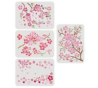 FINGERINSPIRE 4 Pcs Fleurs de Cerisier Pochoirs 29.7x21cm Branche de Fleurs de Cerisier Pochoirs en Plastique Fleur Motif Pochoir Ensembles DIY Décor à la Maison Pochoir pour Peinture