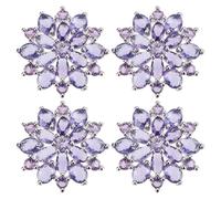 FINGERINSPIRE 4PCS 21x22mm Bouton Strass Fleur Violet avec Forme de Fleur Laiton Platine Cristal Micro Serti Zirconium Cubique Bouton pour Couture DIY Boutons pour Vêtements Chapeau Accessoires Mariée