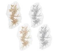 FINGERINSPIRE 4Pcs Applique Broderie Fleur 500x200mm Motifs Brodés Or & Argent Patch Décoratif pour Mariage Robe de Mariée DIY Ornement Artisanal Vêtements Femme