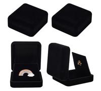 FINGERINSPIRE 4Pcs Boîte de Présentation de Badges en Velours 7x6.7x2.95cm Noir Support D'Affichage de Collection D'Épinglettes Carrées Étui de Présentation de Rangement de Broches Carrées