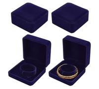 FINGERINSPIRE 4Pcs Boîtes Cadeaux pour Bracelets en Velours 9x9cm Bracelet Carré en Velours Bleu Nuit Bangle Boxes Boîte Rangement pour Bijoux Présentoir Organisateur Bracelets pour Montres Rangement