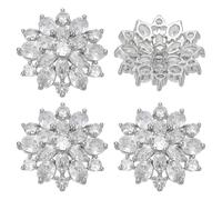 FINGERINSPIRE 4Pcs Bouton en Zircone Cubique 21X22mm Décoratif en Laiton Platine en Forme de Fleur pour la Couture Boutons en Strass Transparents Réutilisables Avec Trou pour Artisanat Décor Vêtements
