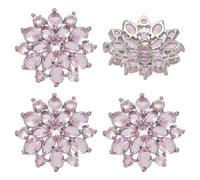FINGERINSPIRE 4Pcs Bouton en Zircone Cubique 21X22mm Décoratif en Laiton Platine Forme de Fleur Embellissement pour Couture Boutons Réutilisables Strass Lilas Avec Trou pour Artisanat Décor Vêtements