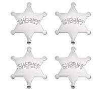 FINGERINSPIRE 4Pcs Broche Étoile en Alliage de 60x53mm Avec Insigne de Shérif en Métal Gravé « Shérif » Insignes Occidentaux Dorés pour Costumes Fournitures pour Fêtes de Cow Boy et Jeux de Rôle