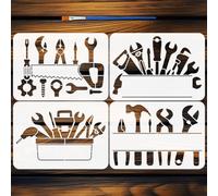 FINGERINSPIRE 4PCS Pochoirs Outils 29.7x21cm avec un Pinceau Pochoir Outils Mécaniques A4 Modèle de Dessin Enseigne Quotidienne pour Célébration de la Fête des Pères DIY Artisanat et Décoration Maison