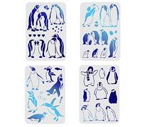 FINGERINSPIRE 4pcs Pochoirs Pingouins, 29.7x21cm, Pochoir Pingouins Antarctique pour la Peinture, Motif Pingouin Bricolage Artisanat Pochoir Réutilisable pour Peinture sur Bois, Toile et Papier