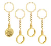 FINGERINSPIRE 4Pcs Porte-Clés Porte-Pièces 48mm Ronde Porte-Médaillon Or Anneau en Alliage pour Pièces de Défi Jetons de Collection Médailles Commémoratives Médaillons Personnalisés Souvenirs
