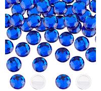 FINGERINSPIRE 50pcs 25mm Dos Plat Rond Acrylique Strass Bleu Auto-Adhésif Bijoux Ronds Grandes Gemmes en Plastique Embellissements Stick on Jewels Crystal Circle Gems pour Costume Making Cosplay