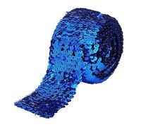 FINGERINSPIRE 5m Bleu Paillette Garniture 72mm Large Élastique Paillette Ruban 8 Rangées Rouleau Paillette Ruban Extensible Plat Paillette Bande Paillette Dentelle DIY Couture Ornement Accessoires