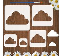 FINGERINSPIRE 5Pcs Pochoir de Nuages Avec Un Pinceau 5 Tailles Pochoirs de Peinture de Nuages Réutilisables Pet pour la Maison Motif Nuage Automne Modèle Décoration Fantastique pour Bois Murs Meubles